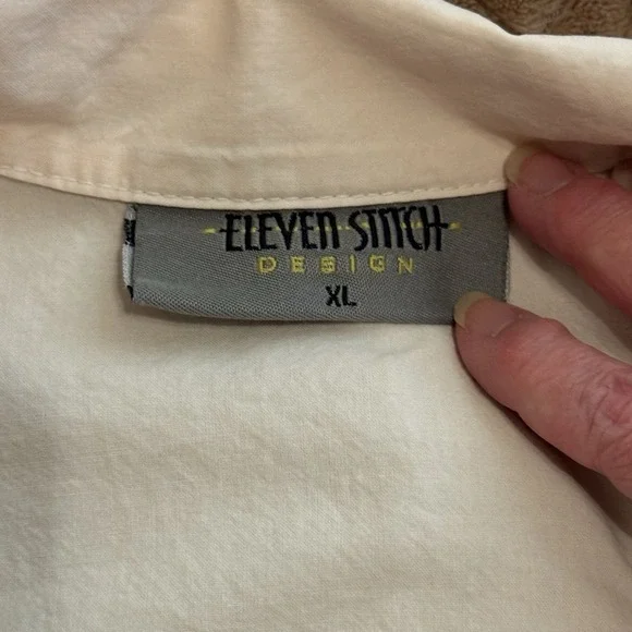 Eleven Stitch Design Womens XL Top Cream Button Up Bohemian Casual 3/4 Sleeves - Picture 6 of 8
